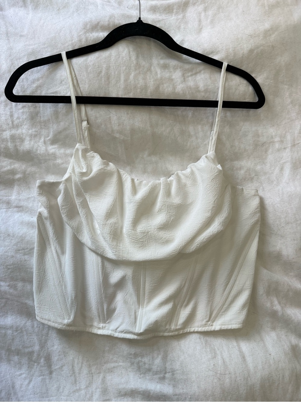 entro White Draped Cowl Cami Crop Top
